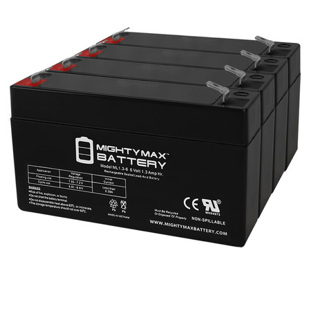 Mighty Max Battery 6V 1.3Ah Solo Light 880514 Emergency Light Battery - 4 Pack ML1.3-6MP421